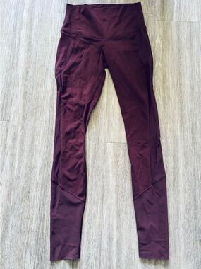 lululemon athletica Deep Plum Leggings with Perforated Lower Panels